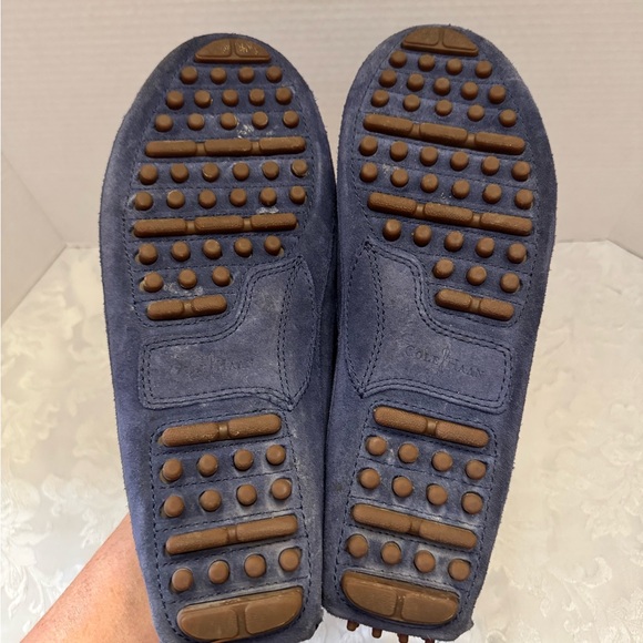 Cole‎ Haan 11M Driving Moccasins Shoe Blue Leather Orange Fringe Kiltie  Preppy - Picture 5 of 11